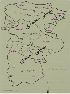 نقشه تقسیمات ایلیاتی سرزمین بهمئی